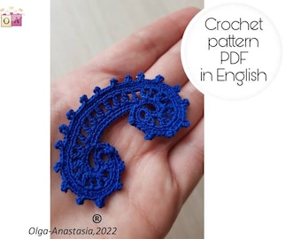 Crochet pattern - antique motif crochet - Irish lace motif - crochet tutorial - vintage crochet - diy crochet -crochet border scroll pattern