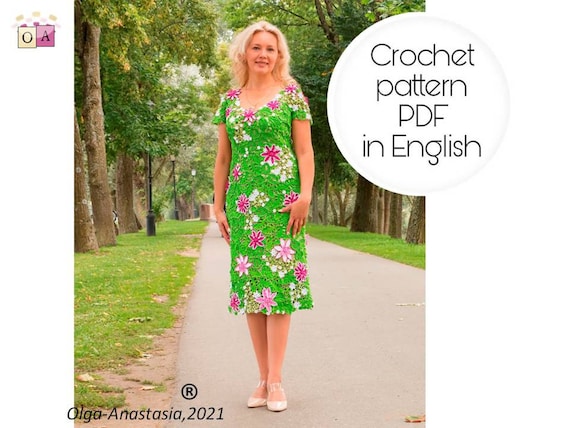 Irish Lace Crochet Dress Pattern Floral Summer (PDF Pattern - Etsy Irish Lace Crochet Dress Pattern Floral Summer (PDF Pattern - Etsy