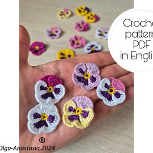 instant download crochet Pansy flower motif pattern crochet - vintage crochet flower pattern - pattern crochet flower - pansy colorful