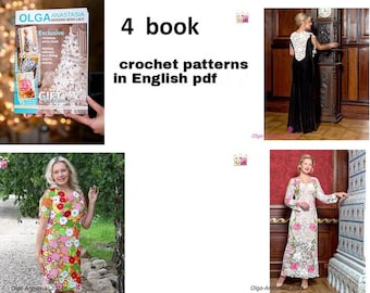 Crochet pattern dress Irish lace- 3 models dress and 1 crochet magazine -crochet eBook instruction - Crochet bundle 3 dress + magazine