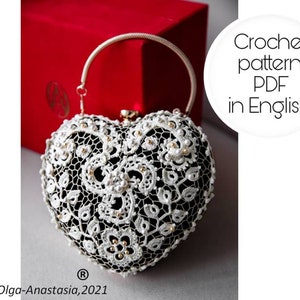 Bag crochet pattern -Irish lace motif crochet- crochet tutorial- Evening bag pattern- detailed tutorial - Wedding bag Valentine day