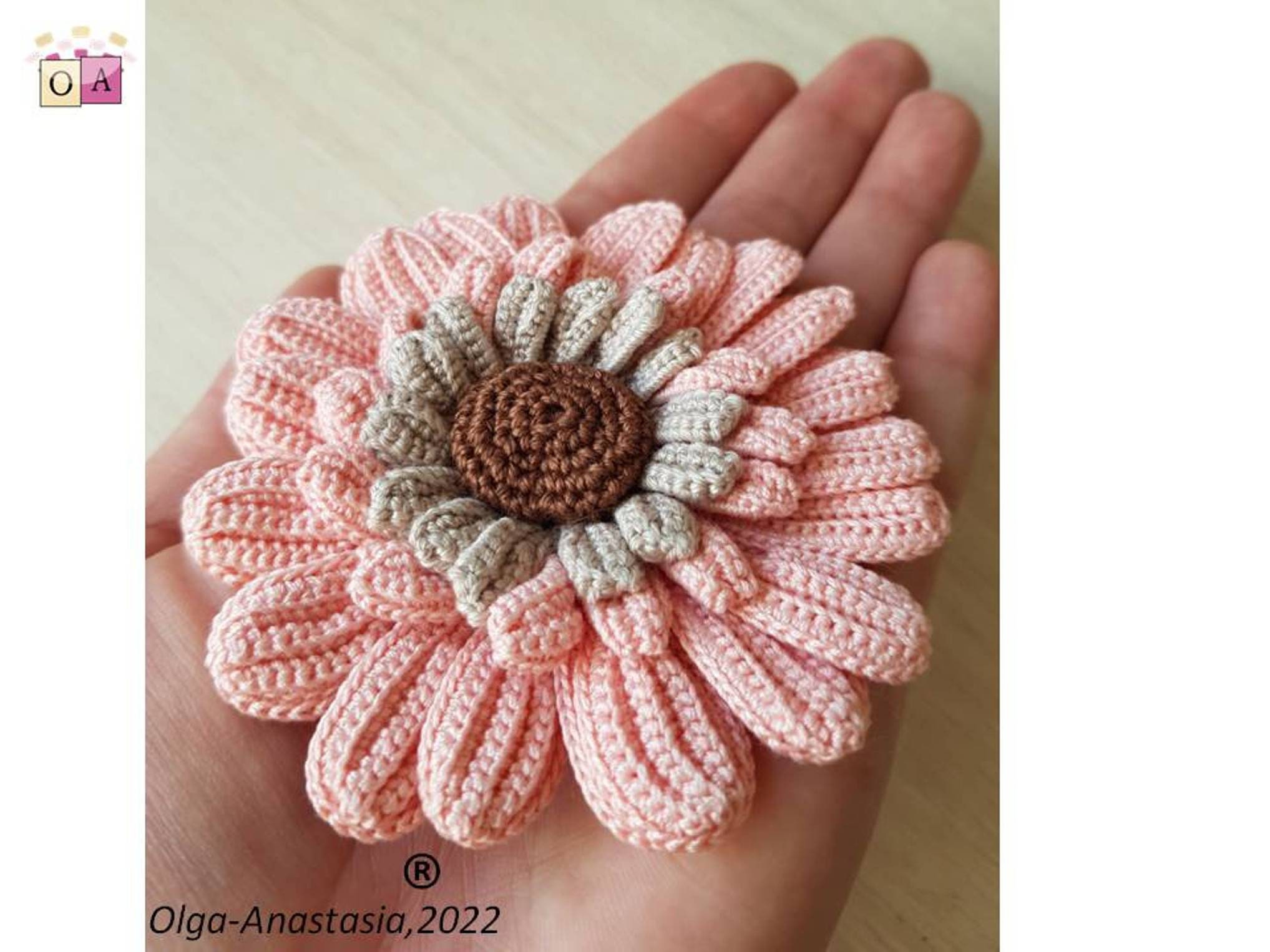 22 Crochet Patterns for Motifs and Appliques to Stitch, Layer, and Decorate 2 Crochet Gerbera Flower Pattern: 3D Motif Applique