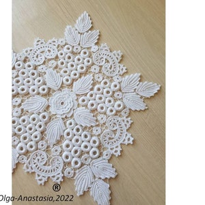 Irish lace centerpiece crochet pattern doily pattern crochet home décor detailed tutorial crochet easy Irish crochet lace doily image 9