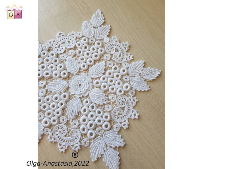 Irish lace centerpiece crochet pattern doily pattern crochet home décor detailed tutorial crochet easy Irish crochet lace doily image 9