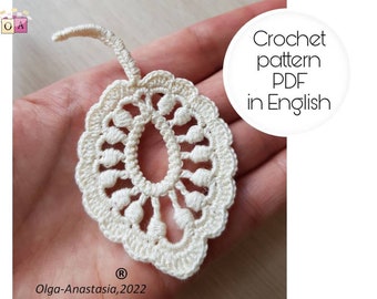 Crochet leaf pattern- Irish lace openwork leaf pattern crochet-crochet leaf applique pattern-easy download lace-Handmade Leaf Embellishments