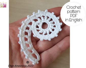 Antique Scroll motif pattern for Irish lace -Crochet Applique Pattern- Crochet Pattern -Lace Motifs - Home Décor- crochet scroll tutorial