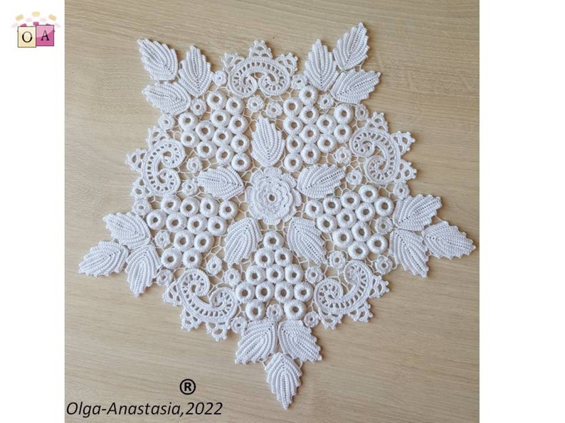 Irish lace centerpiece crochet pattern doily pattern crochet home décor detailed tutorial crochet easy Irish crochet lace doily image 2