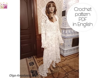 Irish Lace Crochet Wedding Dress Pattern: Floral Print (PDF) Irish Lace Crochet Wedding Dress Pattern: Floral Print (PDF)