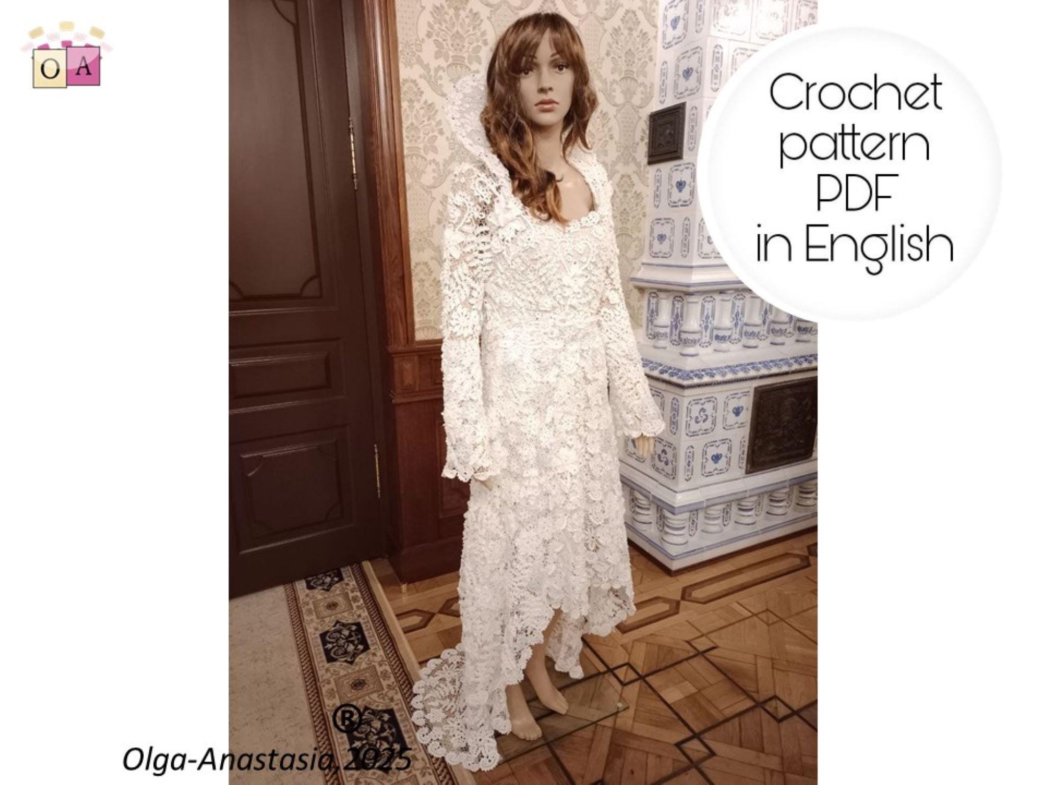 36 Crochet Wedding Dresses for a Handmade Bridal Look 33 Irish Lace Crochet Wedding Dress Pattern: Floral Print