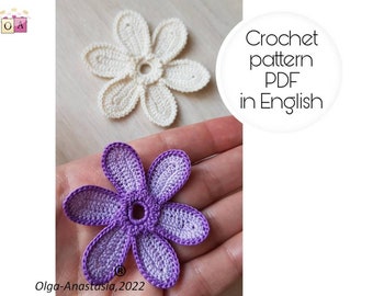 Clematis Flower Crochet Pattern Easy Petal Flower Instruction