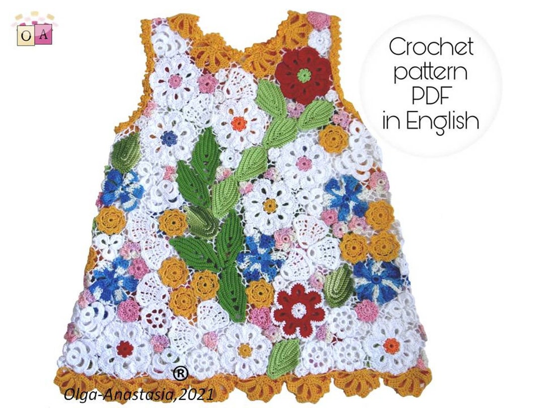 Irish Lace Crochet Dress Patternmotif 3D Crochet Pattern Etsy