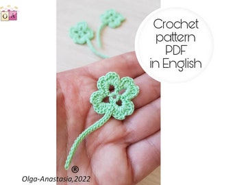 Crochet pattern shamrock - Irish shamrock-  vintage crochet - Irish crochet- shamrock crochet tutorial- Lucky clover -lucky shamrock 4 leafs