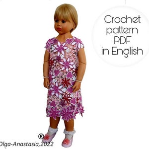 Girl party‘s dress -girls birthday- flower girl dress for wedding pattern -Crochet dress pattern, Irish lace dress crochet instruction