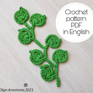 Padrão de galhos de folhas em crochê: aplique de renda irlandesa (PDF)