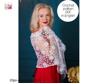 Irish Crochet Lace Shawl Pattern – Rectangular Wedding Shawl (PDF Pattern)