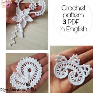 Irish Lace Crochet Applique Pattern: Scroll Motif Bundle (PDF Pattern)