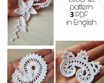 Irish Lace Crochet Applique Pattern: Scroll Motif Bundle (PDF Pattern)