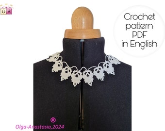 Modèle de col en dentelle amovible - tutoriel de collier fin et élégant au crochet - collier d'écolier réglable au crochet détaillé pour fille