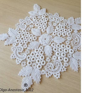 Irish lace centerpiece crochet pattern doily pattern crochet home décor detailed tutorial crochet easy Irish crochet lace doily image 5