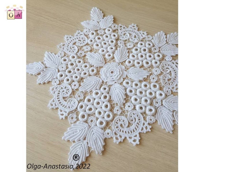 Irish lace centerpiece crochet pattern doily pattern crochet home décor detailed tutorial crochet easy Irish crochet lace doily image 5