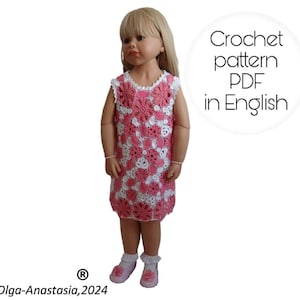 Girl party dress - birthday flower girl dress for wedding pattern -Crochet dress pattern, Irish lace dress crochet instruction