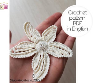 Flower crochet pattern- Irish lace crochet flower  pattern  - motif 3D crochet pattern - crochet flower- diy crochet -crochet for beginners