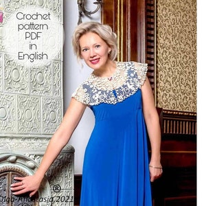 Сrochet lace collar -Irish lace collar - collar Crochet pattern - Personalized name - collar necklace - crochet pattern flower- prom dress