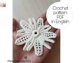 Irish lace crochet pattern- antique motif- crochet flower- motif 3D crochet pattern- crochet detailed crochet -vintage daisy crochet pattern