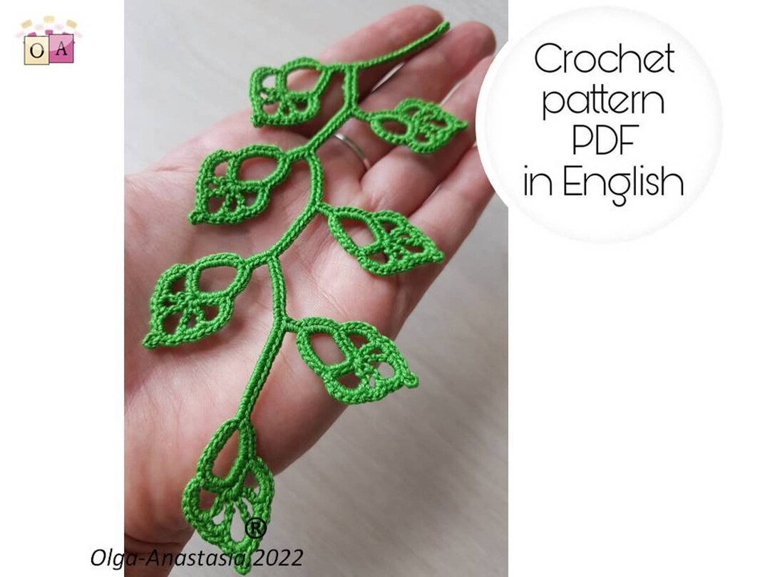 Patrón de rama de crochet con hojas Rama de encaje irlandés patrón de ...