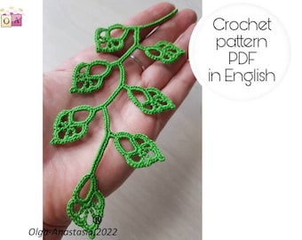 Crochet Leaf Branch Pattern: Irish Lace Applique (PDF Pattern)
