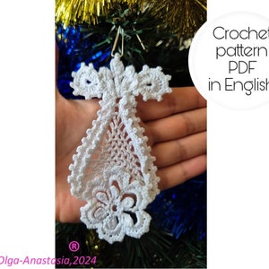 Vintage elegant beautiful crochet flower on the Christmas tree pattern- Christmas décor crochet - snowflake crochet tutorial