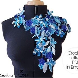Echarpe au crochet - Patron au crochet - Echarpe - fleurs au crochet - crochet moderne - appliques au crochet - tutoriel crochet et tricot.