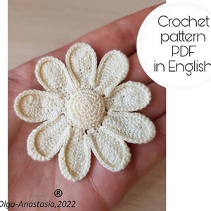 3D flower for Irish lace -crochet motif  pattern -antique flower-motif 3D crochet pattern - detailed tutorial crochet -vintage crochet lace