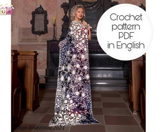 Crochet Irish Lace Shawl Pattern: Floral Wedding Scarf (PDF Pattern)