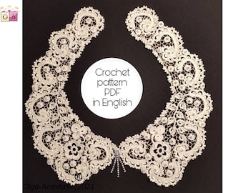 Detachable lace Collar pattern -Irish lace -crochet floral pattern - gift  Mother's Day- tutorial crochet.