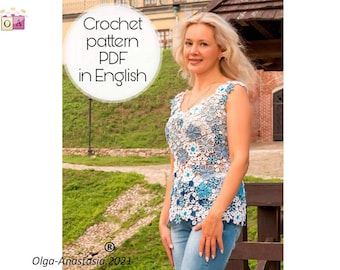 Irish Lace Blouse Crochet Pattern: Floral Top Tutorial (PDF)