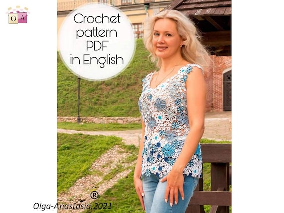 Irish Lace Blouse Crochet Pattern: Floral Top Tutorial (PDF)