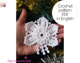 Snowflake Crochet Pattern: Christmas Decor with Tassels (PDF)