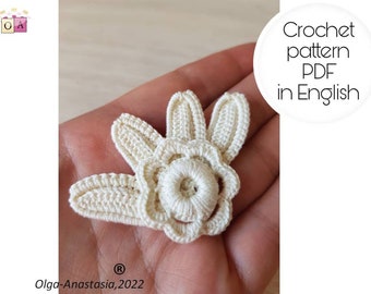 Crochet flower Irish lace -crochet motif  pattern -antique flower-motif 3D crochet pattern - detailed tutorial crochet -vintage crochet lace
