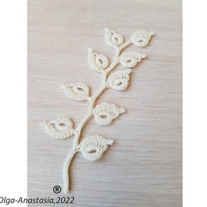 Crochet branch with leaves pattern Irish lace branch pattern crochet detailed tutorial crochet crochet leaf applique pattern image 3
