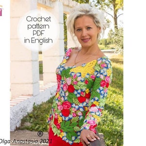 Сrochet lace pattern Irish lace Crochet pattern crochet blouse pattern Irish crochet flower crochet pattern crochet tutorial sweater image 1