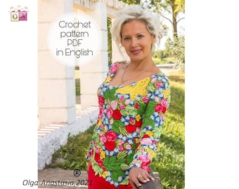 Irish Crochet Lace Blouse Pattern: Flower Motif Tutorial (PDF Pattern)