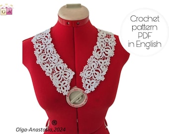 Irisches Spitzen-Halsband-Muster: Name, Blumen-Motiv (PDF-Muster)
