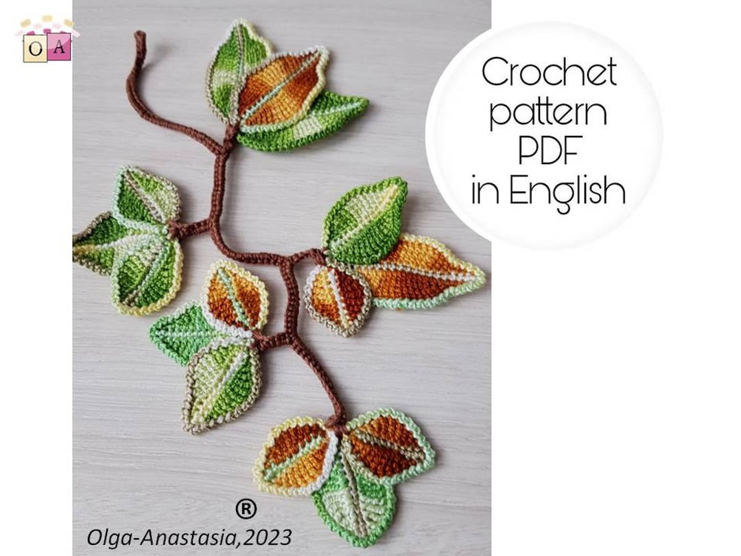 Patrón de rama de hoja a crochet: Tutorial de aplicación de encaje ...