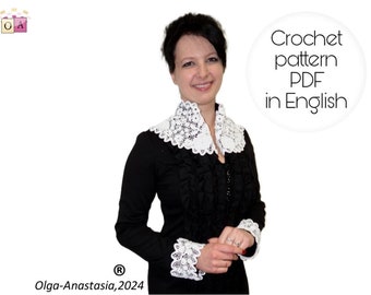 Häkelspitze Kragen & Manschetten Muster: Irisches Blumenmuster (PDF Pattern)