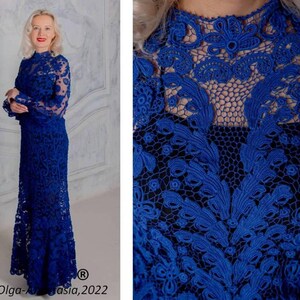 Blue Irish Lace Crochet Dress Pattern: 3D Flower Motif (PDF Pattern) image 13