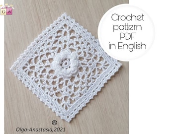 Square pattern crochet - Crochet pattern square placemats - flower granny square- granny square - square pillow -detailed tutorial crochet