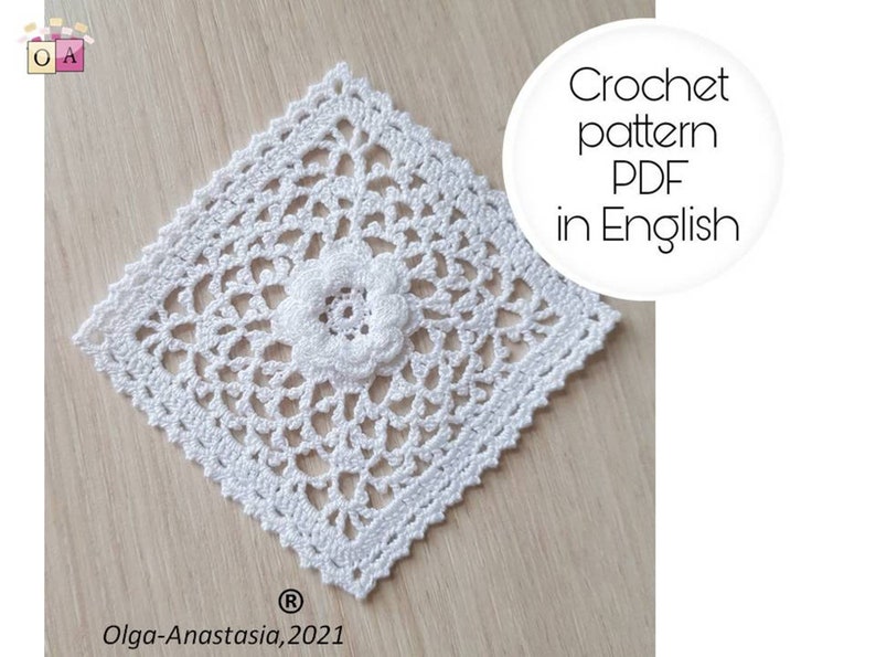 Square pattern crochet Crochet pattern square placemats flower granny square granny square square pillow detailed tutorial crochet image 1