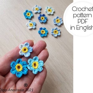 Forget me not flower pattern -Crochet motif pattern -Irish lace, motif 3D crochet -Ireland lace crochet pattern -detailed tutorial crochet .