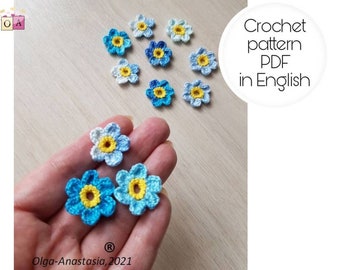 Forget me not flower pattern -Crochet motif pattern -Irish lace, motif 3D crochet -Ireland lace crochet pattern -detailed tutorial crochet .